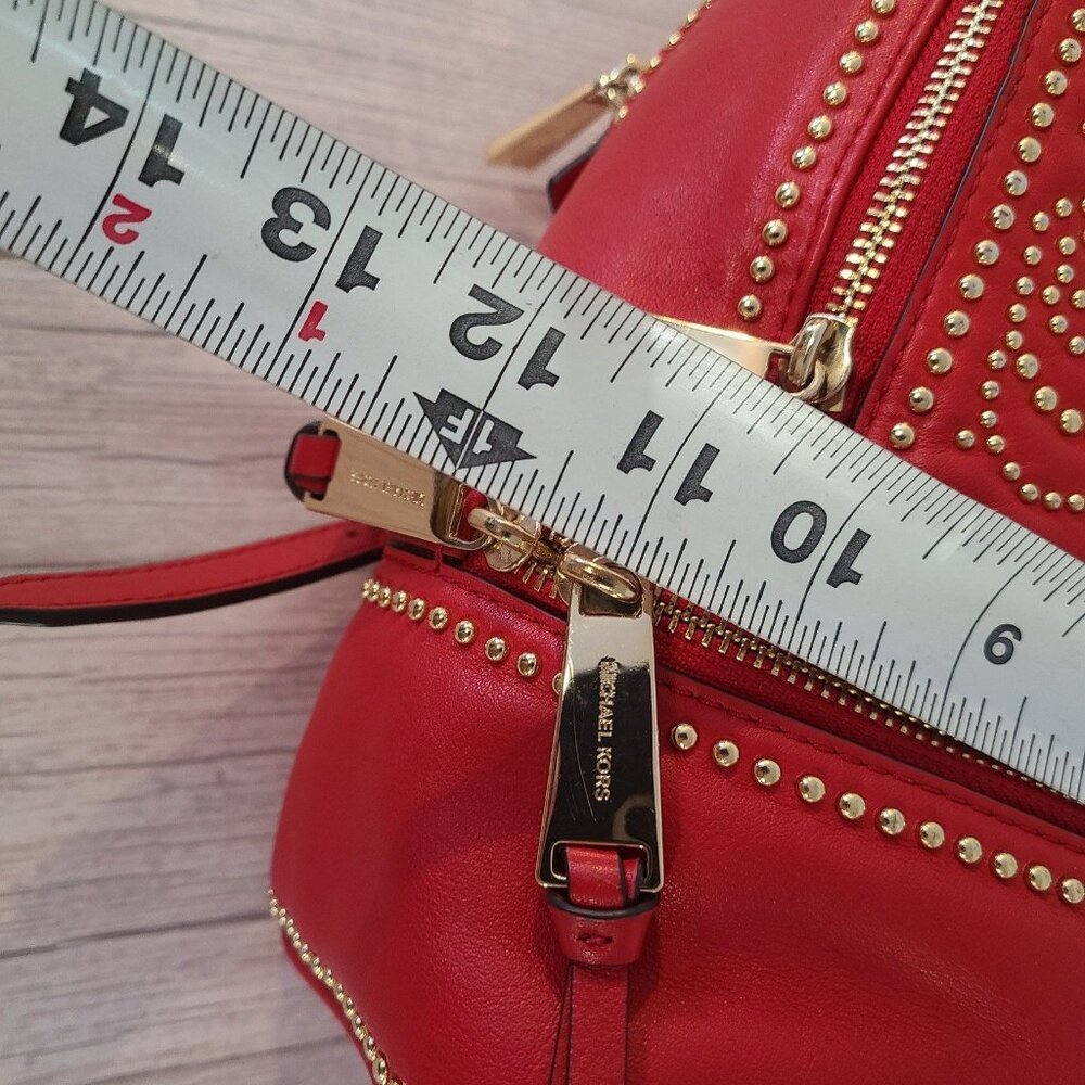 MICHAEL KORS Red Studded Leather Mini Backpack - Picture 6 of 12
